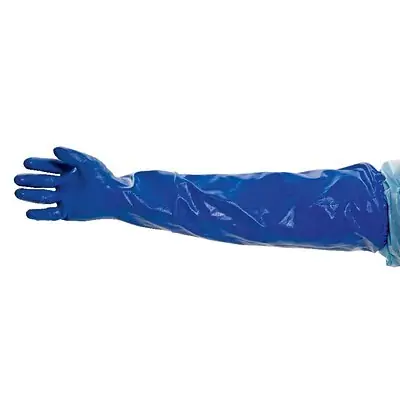 Steris - PS3424 Utility Glove Extended Sleeve Large Nitrile Blue 24 Inch Length Elastic Cuff NonSterile