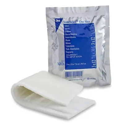 Solventum US LLC - 76312A Padded Precut Splint 3M™ Scotchcast™ One-Step 3 X 12 Inch Fiberglass / Foam White