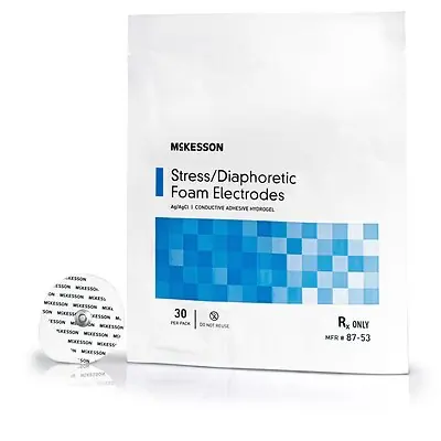 McKesson Brand - 87-53 ECG Stress Electrode McKesson Snap Connector Conductive Adhesive Gel Foam Backing Adult Non-Radiolucent 30 per Pack