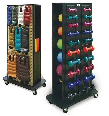 Hausmann Industries - 5566-100 Storage Unit with Exercise Equipment 44 Piece Set with Mobile Unit Econo 1 to 10 lbs.