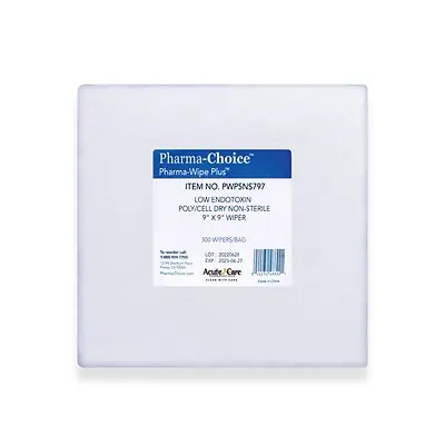 Acute Care Pharmaceuticals - PWP5NS797 Cleanroom Wipe Pharma-Wipe Plus™ 300 Count Bag 9 X 9 Inch NonSterile Disposable