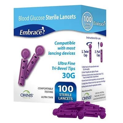 Omnis Health - SHN02GM0123 Embrace® Safety Lancets