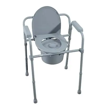 Medacure Inc - CB350-F Commode Chair MedaCure® Padded Fixed Arms Steel Frame Back Bar 13-1/4 Inch Seat Width 350 lbs. Weight Capacity