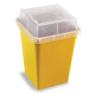 Heathrow Scientific LLC - 120178 Chemotherapy Waste Container SharpSafety™ Yellow Base 4-1/2 X 4-1/2 X 7-1/2 Inch Vertical Entry 0.25 gal.