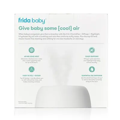 Fridababy LLC - 100001970 3 in 1 Humidifier Difuser and Nighlight BreatheFrida™ 0.5 Gal Water Neonate / Infant