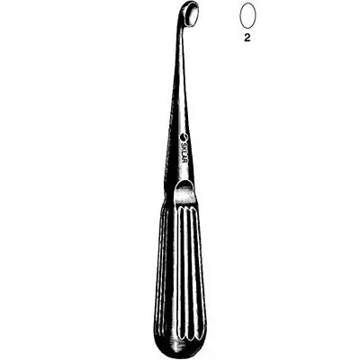 Sklar - 40-7112 Bone Curette Sklar® Bruns 6-3/4 Inch Length Hollow Handle with Grooves Size 2 Tip Straight Oval Cup Tip