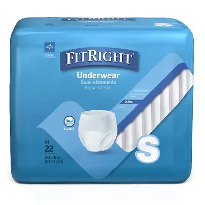 Medline - MSC23000 Absorbent Underwear FitRight® Classic Pull On with Tear Away Seams Small Unisex Disposable Moderate Absorbency