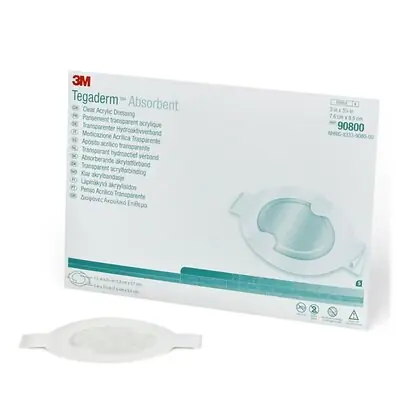 Solventum Corporation - 90800 Absorbent Acrylic Transparent Film Dressing 3M™ Tegaderm™ Absorbent 3 X 3-3/4 Inch Frame Style Delivery Oval Sterile