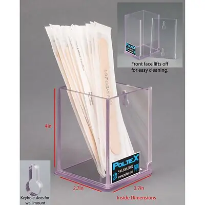 Poltex Inc - SWABR-W Swab / Tongue Depressor Holder Poltex® Clear PETG Manual One Compartment Wall Mount