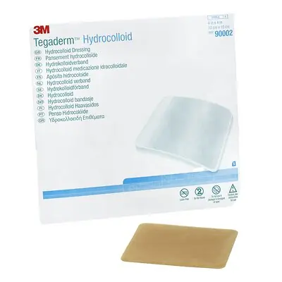Solventum Corporation - 90002 Hydrocolloid Dressing 3M™ Tegaderm™ Water Resistant Film Backing 4 X 4 Inch Square Hydrocolloid / Film