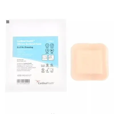 Cardinal - BFM33 5-Layer Foam Dressing Kendall™ 3 X 3 Inch With Border Film Backing Silicone Adhesive Square Sterile