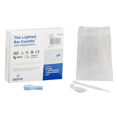 Bionix - 2270 Ear Curette Kit with Non-Rechargeable Light VersaLoop® Round Handle 3 mm Tip Curved Flexible Teardrop Loop Tip