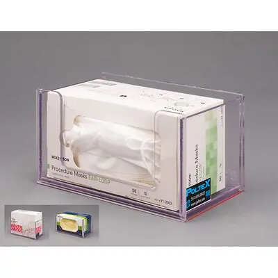 Poltex Inc - MASKBX1-W Mask Box Holder Poltex Wall Mount 1 Box of Masks Clear 7-3/4 X 4-1/2 Inch Acrylic