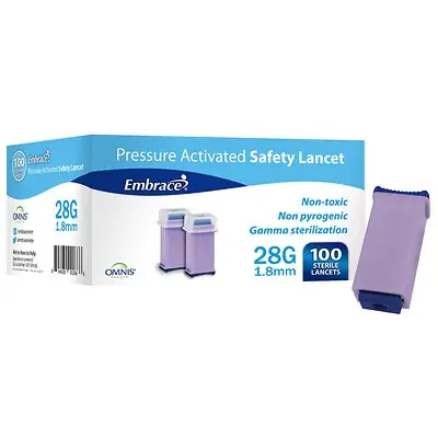 Omnis Health - SHN02GX28.18 Embrace® Finger Activated Safety Lancet