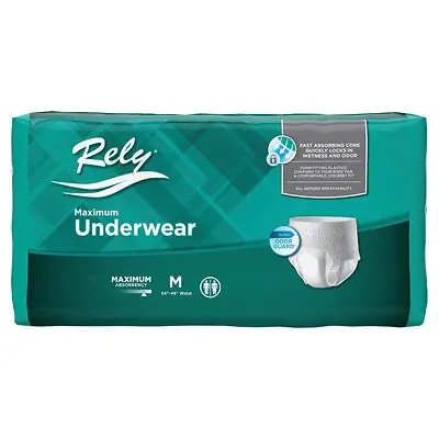 ActivStyle Inc - RLYASP110/1 Absorbent Underwear Rely® Maximum Pull On with Tear Away Seams Adult Medium Unisex Disposable Moderate Absorbency
