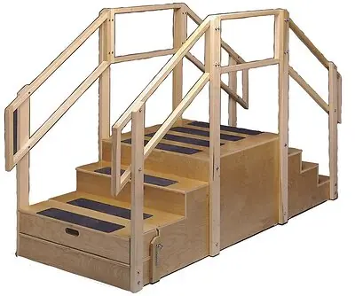 Fabrication Enterprises - 15-4203 Training Staircase Straight, 8 steps with platform 96 X 59-3/4 X 36 Inch