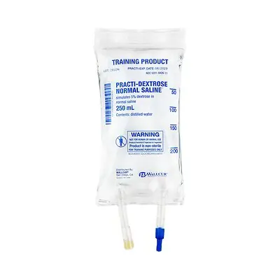 Wallcur - 281DN Clinical Training Medication Practi-Dextrose Normal Saline™ Liquid I.V. Bag 250 mL