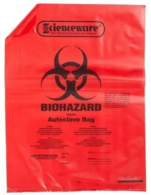 Bel-Art Products - 13164-1419 Autoclavable Biohazard Waste Bag SP Bel-Art Biohazard Symbol / Disposable Autoclave Bag / Caution 2 to 4 gal. Red 14 X 19 Inch