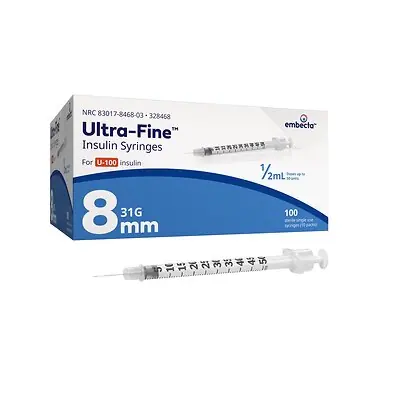 embecta Medical II LLC - 328468 Standard Insulin Syringe with Needle Ultra-Fine™ Lo-Dose™ 0.5 mL 5/16 Inch 31 Gauge NonSafety Regular Wall