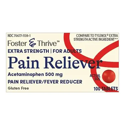McKesson Brand - 70677113901 Foster & Thrive™ Pain Reliever Acetaminophen 500 mg Tablets Extra Strength