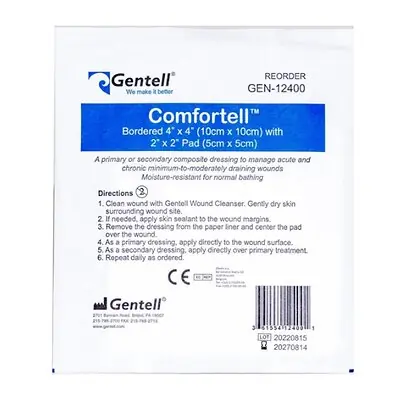 Gentell - GEN-12400 Composite Dressing Comfortell™ 4 X 4 Inch Square Sterile