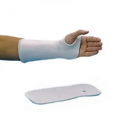 Performance Health - 081262278 Precut Splinting Material with Thumb Hole Rolyan® Polyflex II™ Solid / Wrist Cock-Up 1/8 Inch Thick / 3-1/2 to 4-1/4 Inch MCP Width Thermoplastic White
