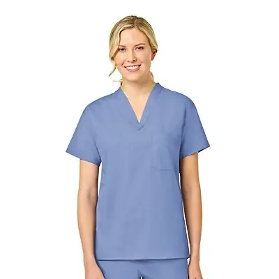 Fashion Seal Uniforms - 6796-M Provider Scrub Shirt Fashionblend® Medium Ceil Blue 2 Pockets Short Sleeve Unisex
