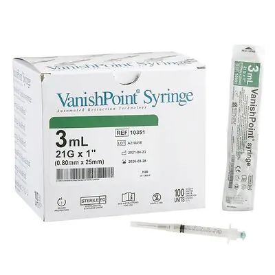 Retractable Technologies - 10351 VanishPoint® 3 mL Syringe with Hypodermic Needle