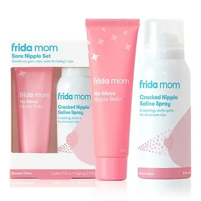 Fridababy LLC - 500001035 frida mom Cracked Nipple Saline Spray and frida mom No-Mess Nipple Balm