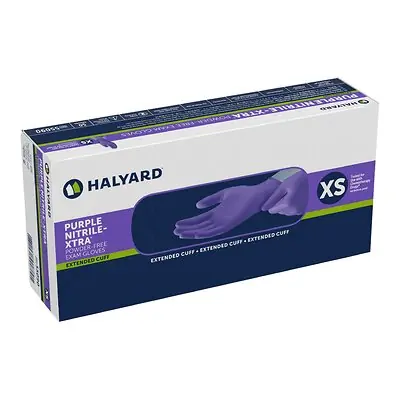 O&M Halyard Inc - 55090 Purple Nitrile-Xtra™ Extended Cuff Length Exam Glove