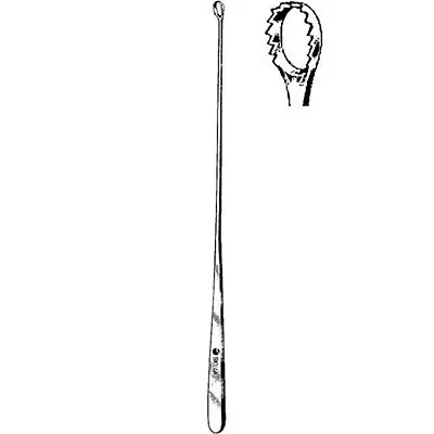 Sklar - 90-6095 Uterine Biopsy Curette Sklar® Heaney 9-1/2 Inch Length Flat Tapered Handle 7.5 X 7.7 mm Tip Serrated Loop Tip