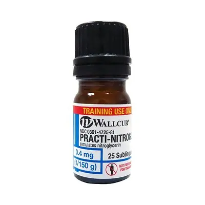 Wallcur - 730NP Clinical Training Medication Practi-Nitroglycerin™ Sublingual Tablets Tablet Bottle 0.4 mg per Tablet
