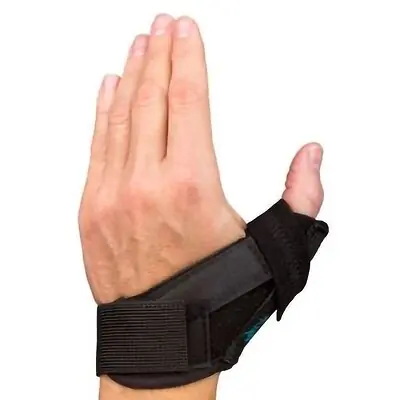 Medical Specialties - 223084 Thumb Brace Tee Pee Thumb Protector Adult Medium Hook and Loop Strap Closure Left Hand Black