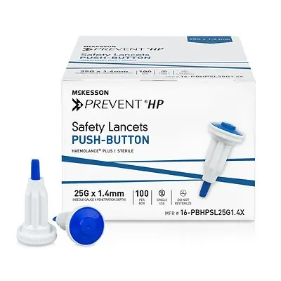 McKesson Brand - 16-PBHPSL25G1.4X McKesson Prevent® HP Push Button Safety Lancet