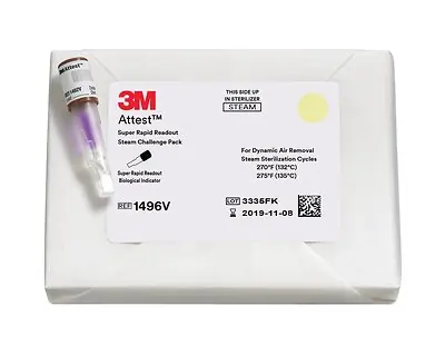 Solventum Corporation - 1496VF Sterilization Indicator Challenge Pack Attest™ Super Rapid Readout Steam 24 Minute Processing Time
