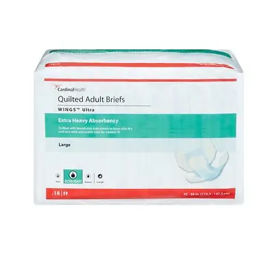 Cardinal - 77074 Wings™ Ultra Quilted Extra Heavy Absorbency Incontinence Brief