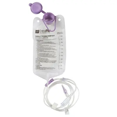 Medline - ENFIT70552 Enteral Feeding Pump Bag Set with ENFit® Connector Medline EntraFlo™ 1000 mL Silicone NonSterile Stepped Transition Connector