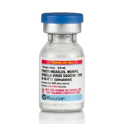 Wallcur - 461MR Clinical Training Medication Practi-Measles Mumps Rubella Vaccine (MMR)™ White, Reconstitution Powder / Liquid Vial 0.5 mL / 0.7 mL