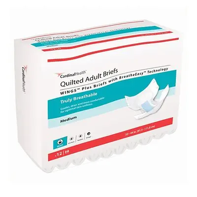 Cardinal - 66133 Wings™ Quilted Plus with BreatheEasy™ Technology Incontinence Brief
