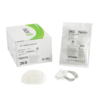 KORU Medical Systems - RMS32606 Sub-Q Infusion Set HIgH-Flo™3 3 X 26 Gauge 6 mm 20 Inch Tubing Without Port