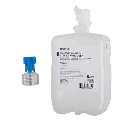 McKesson Brand - 16-00550 McKesson Humidifier Bottle with Adapter Prefilled 550mL For Inhalation 16-00550
