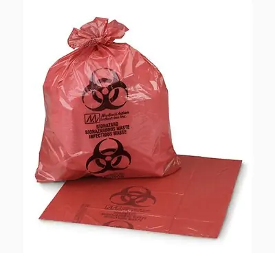 Medegen Medical Products LLC - RS242411RH Biohazard Waste Bag Biohazard Symbol / Danger / Infectious Waste 8 to 10 gal. Red 24 X 24 Inch