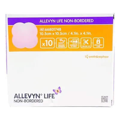 Smith & Nephew 66801748 - Foam Dressing Allevyn Life 4 X 4 Inch Without Border Film Backing Nonadhesive Square Sterile - 1/Each, 10/Box, 100/Case