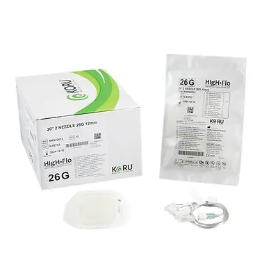 KORU Medical Systems - RMS22612 Sub-Q Infusion Set HIgH-Flo™2 2 X 26 Gauge 12 mm 20 Inch Tubing Without Port
