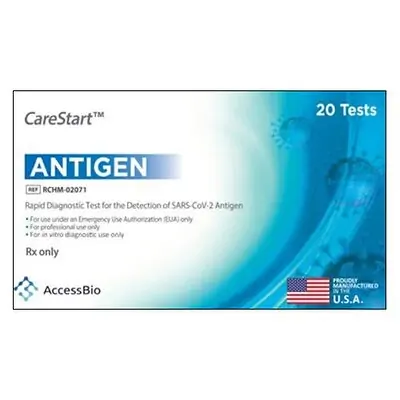 Intrivo Diagnostics RCHM-02071AN - Respiratory Test Kit CareStart™ Covid-19 Antigen 20 Tests per Kit, 32 Kits per Case CLIA Waived - 1/Kit, 32/Case