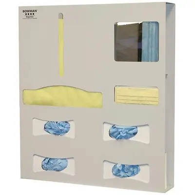 Bowman Manufacturing - PS412-0512 Protective Apparel Dispenser Wall or Door Mounted 7-Compartment Beige 4-9/16 X 22-3/4 X 25-5/8 Inch Aluminum