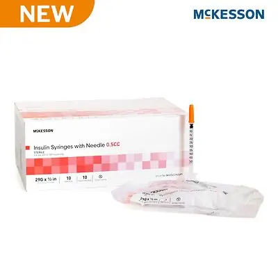 McKesson Brand - 16-INS05C2905PT Standard Insulin Syringe with Needle McKesson 0.5 mL 1/2 Inch 29 Gauge NonSafety