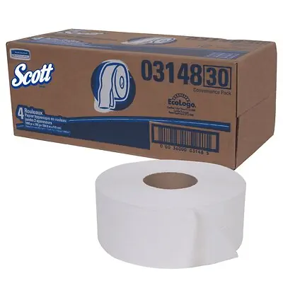 Kimberly Clark - 03148 Toilet Tissue Scott® Essential JRT White 2-Ply Jumbo Size Cored Roll Continuous Sheet 3-11/20 Inch X 1000 Foot