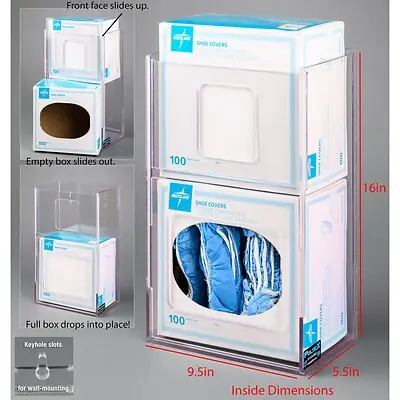Poltex Inc - SHOECOV2VM-W Shoe Cover Holder Poltex Wall Mount 2-Boxes of Shoe Covers Clear 16 X 5-1/2 X 9-1/2 Inch PETG