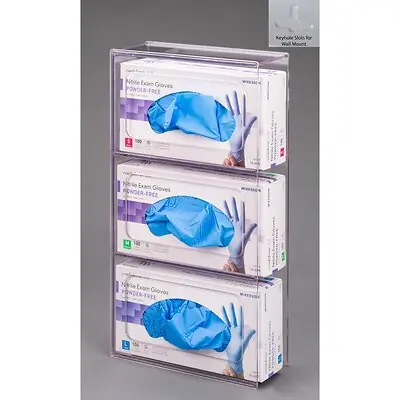 Poltex Inc - 3GBST-W Glove Box Holder Wall Mounted 3-Box Capacity Clear 10-1/2 W X 3-1/4 D X 15 H Inch PETG Plastic
